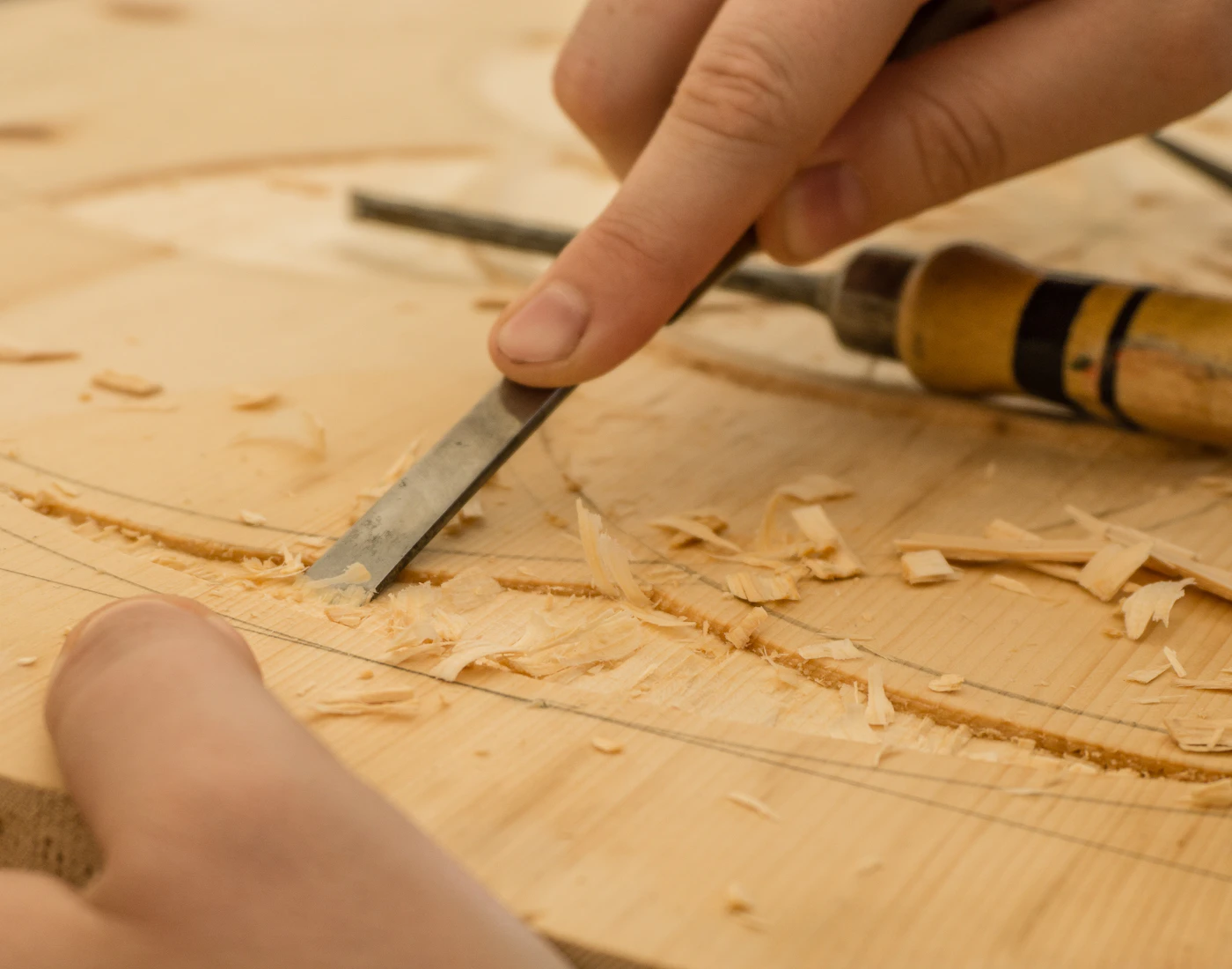 Oak joinery being cut